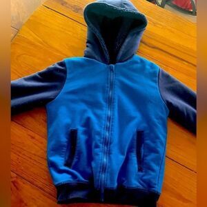 Size 7 Pepperts blue long sleeve full zip insulated hooded jacket coat